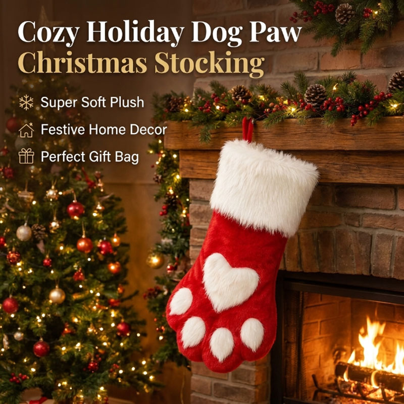Winter Plush Dog Paw Christmas - Christmas Stocking Hanging ulasan dan harga