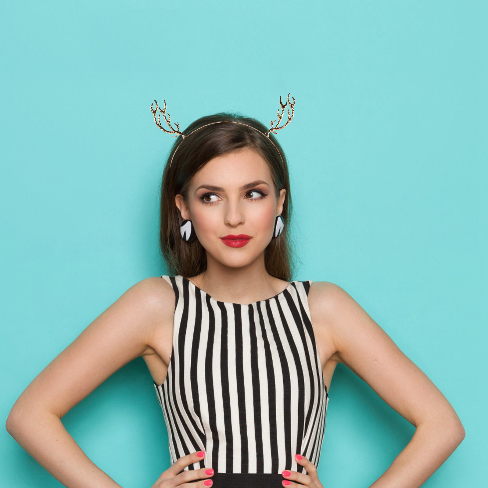 Metal Rhinestone Hair Hoop Ant - Reindeer Antlers Headband ulasan dan harga
